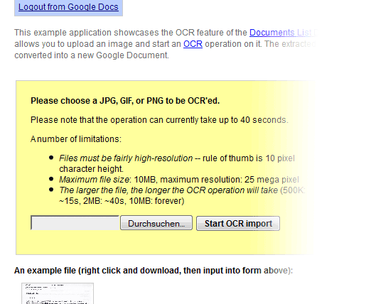 Bild Texterkennung (OCR) mit Google Docs