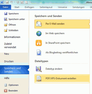 Word 2010 - als PDF speichern