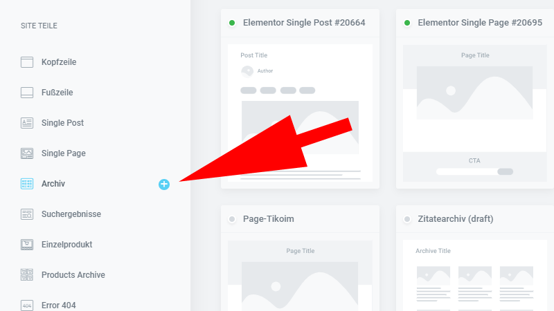Elementor Theme Builder Vorlage erstellen