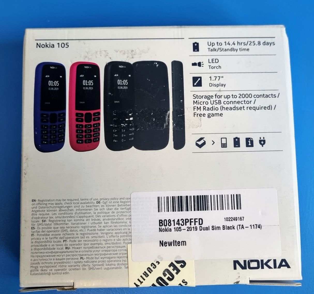 Nokia 105 Verpackung Rueckseite