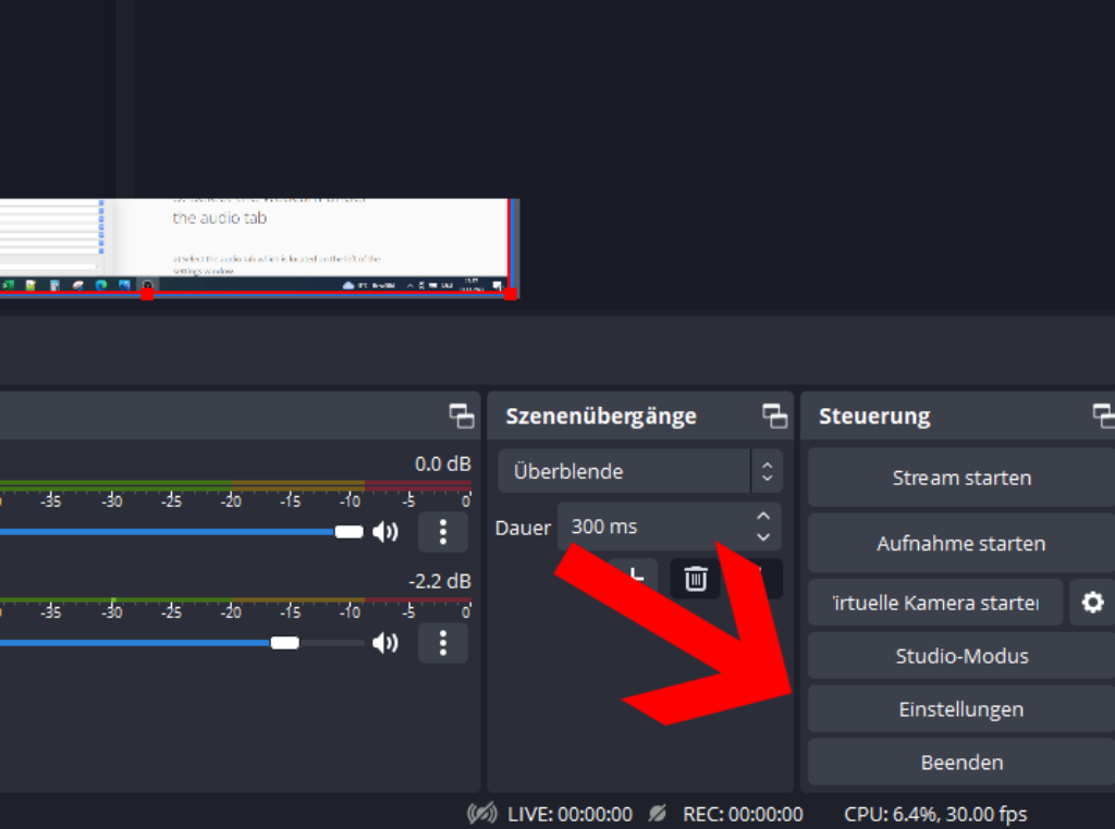OBS Studio Audioquelle wählen