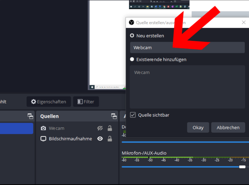 OBS Studio Ebene benennen