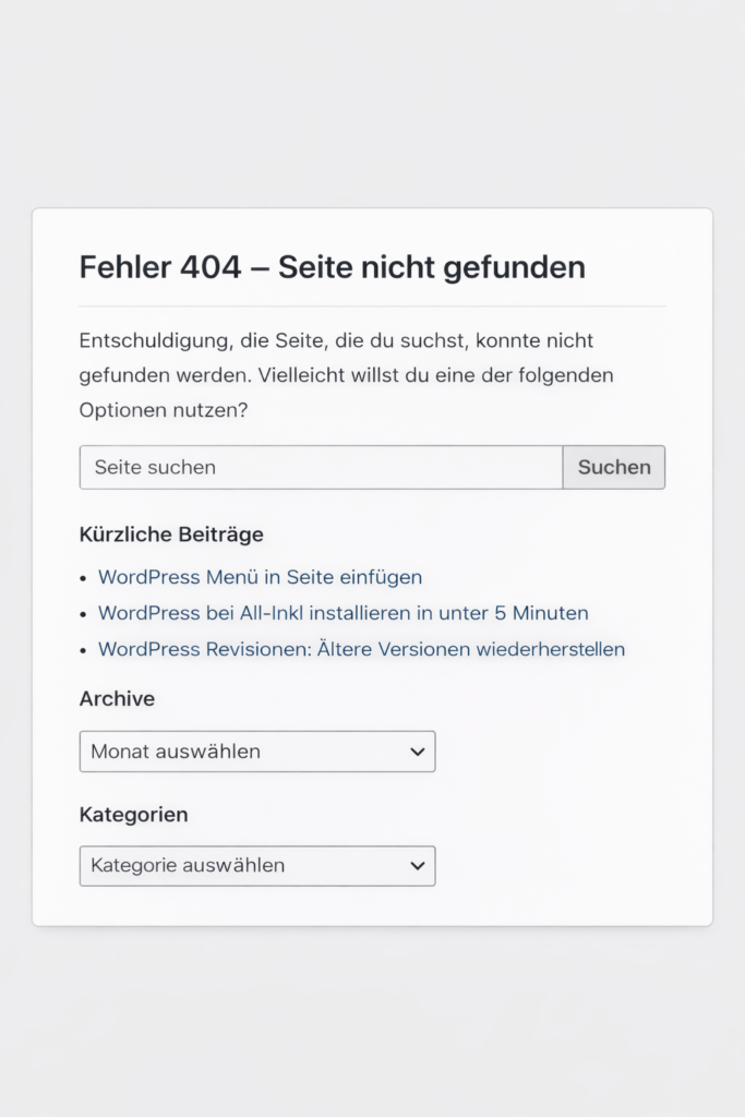 WordPress 404 Fehler
