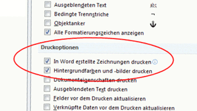 Druckoptionen Microsoft Word