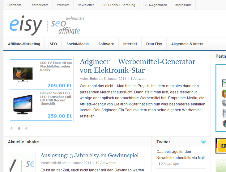 Eisy.eu Screenshot, 11.01.11