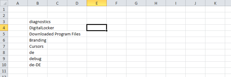 Orndernamen in Excel kopieren