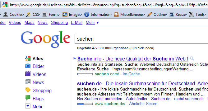 Firefox 4 Suche auf Deutsch