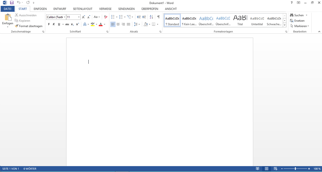 Screenshot Microsoft Word 
