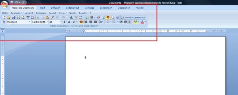 MS Word klassische Ansicht