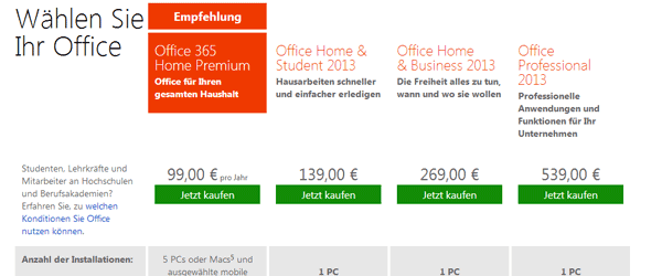 Office 2013 vs 365