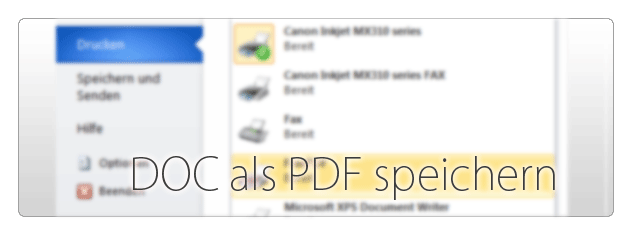 Microsoft Word PDF speichern