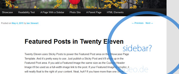 Sidebar Twenty Eleven WordPress