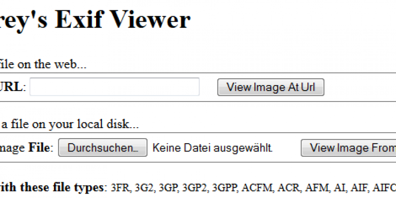 Tool Exif Daten auslesen – Jeffrey’s Exif viewer