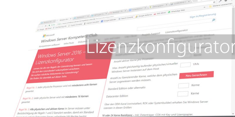 Windows Server Kalkulationstool für Lizenzen