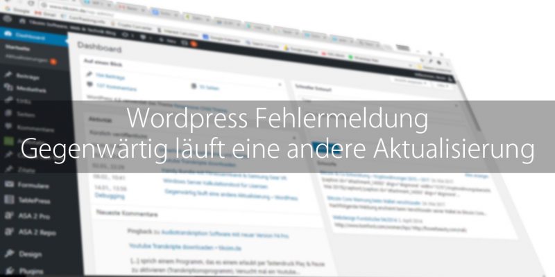 Gegenwärtig läuft eine andere Aktualisierung – WordPress Debugging