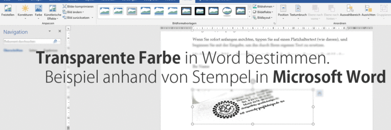 Transparente Farbe für ein Bild in Word festlegen
